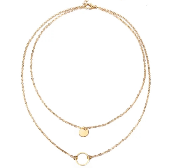 ○Meredith○ Disc and Hoop Layered Necklace - Picture 3 of 4